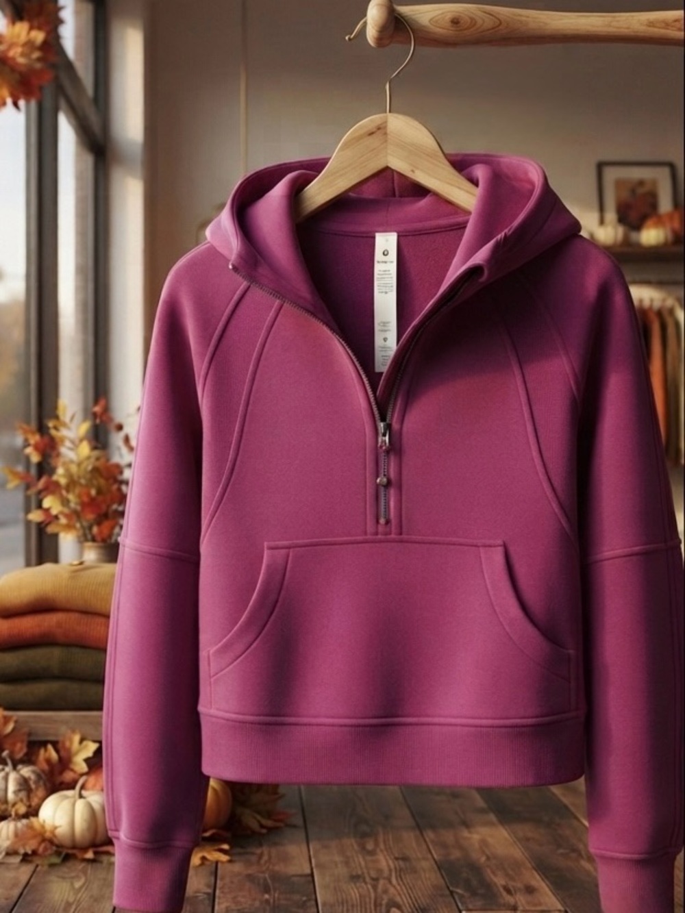 BRAND NEW LULULEMON 1/2 ZIP SCUBA OVERSIZED 
HOODIE SWEATSHIRT VIVID PLUM M/L